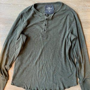 HM LO.G.G. Olive Waffle Knit Henley Shirt